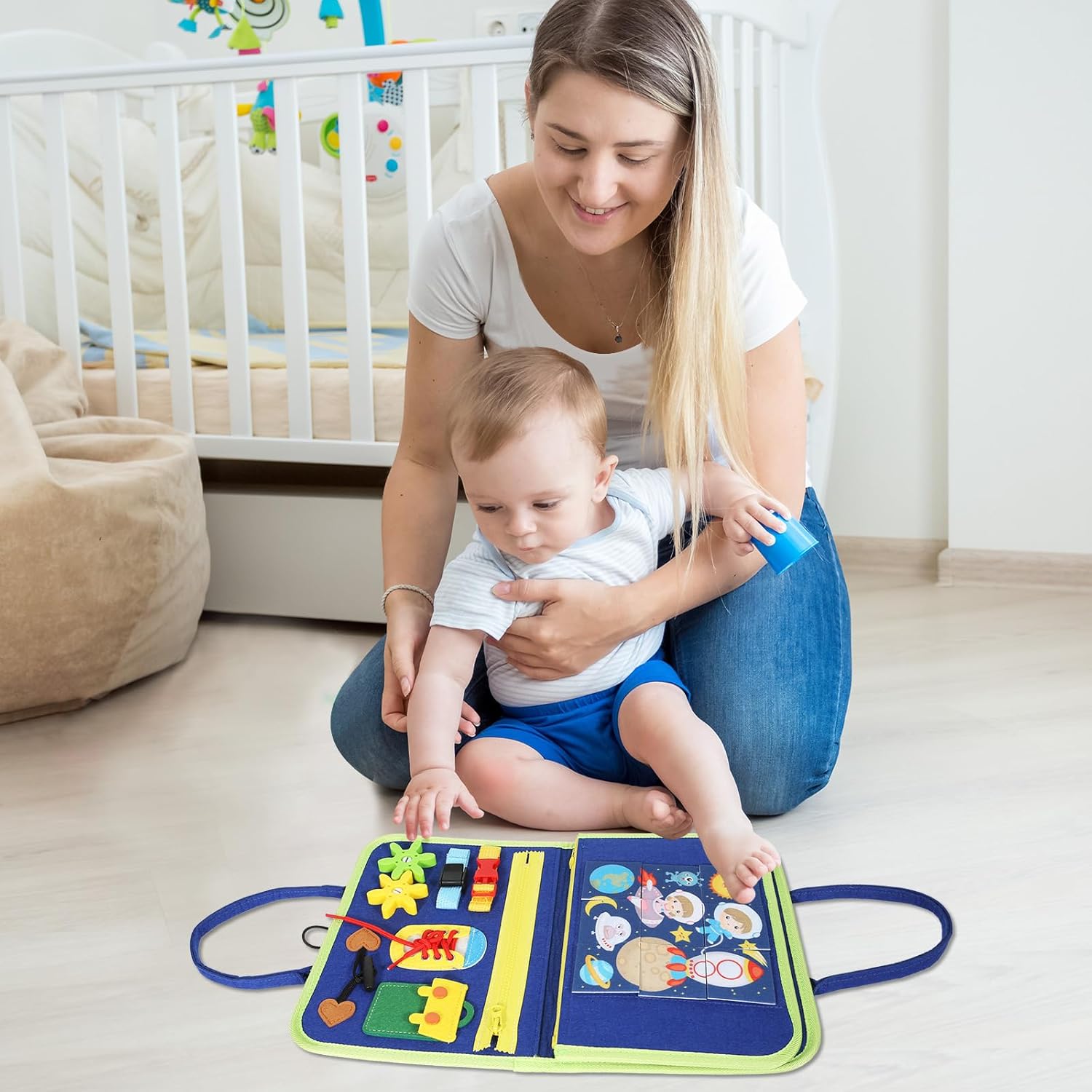 Tabla de actividades para niños pequeños de 1, 2, 3, 4 años, juguetes Montessori para niñas de 1 año, juguete sensorial de viaje para aprender