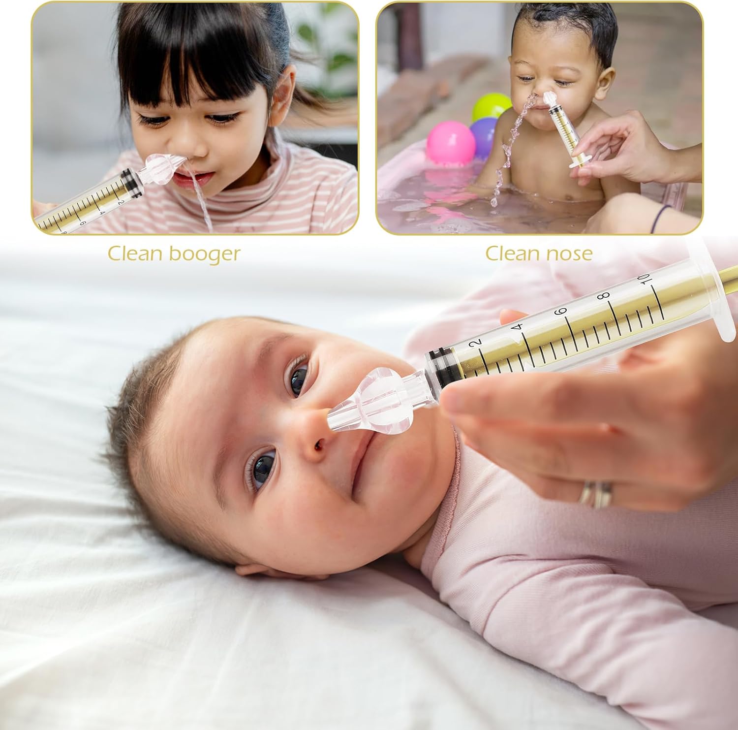 AOZBZ Aspirador nasal para bebé, 4 piezas, juego de irrigadores nasales profesionales para bebés, sin BPA, limpiador de nariz portátil para bebés,