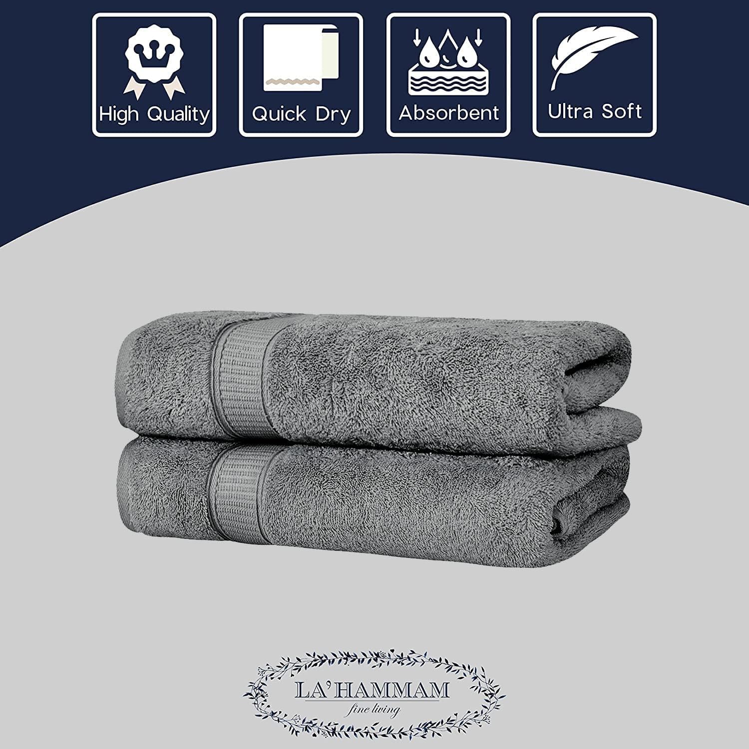 Toallas personalizadas, calidad de hotel y spa, súper suaves, altamente absorbentes, 100% algodón turco genuino monogramado, juego de 2 toallas de