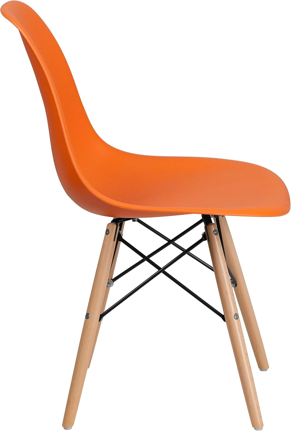 Merrick Lane Elton Series – Silla decorativa de polipropileno naranja con patas de madera apoyadas en metal