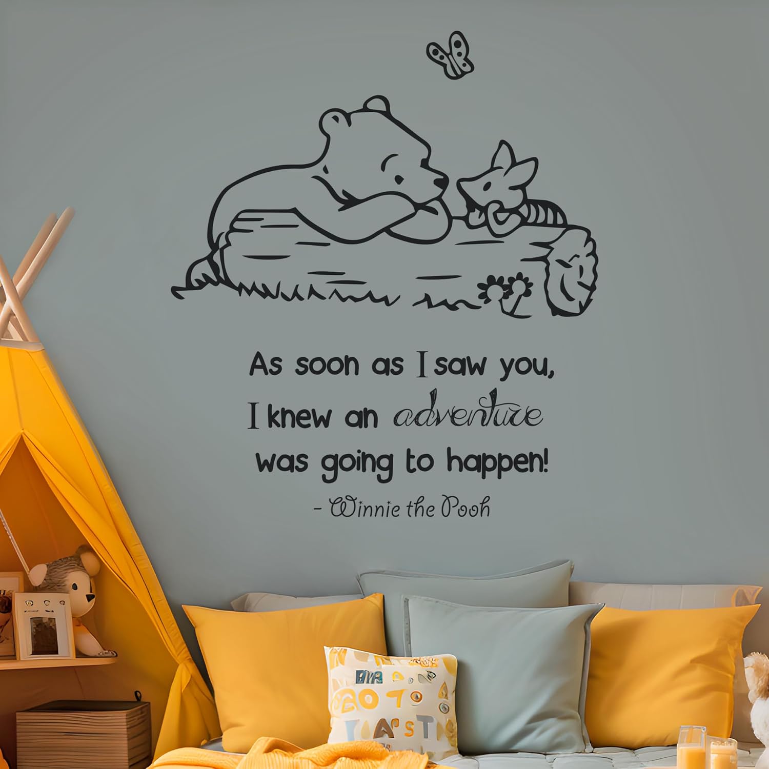 Winnie Pooh – Calcomanía mural con frase “As Soon As I Saw You Quote Baby Room” (20 x 24 pulgadas de alto)