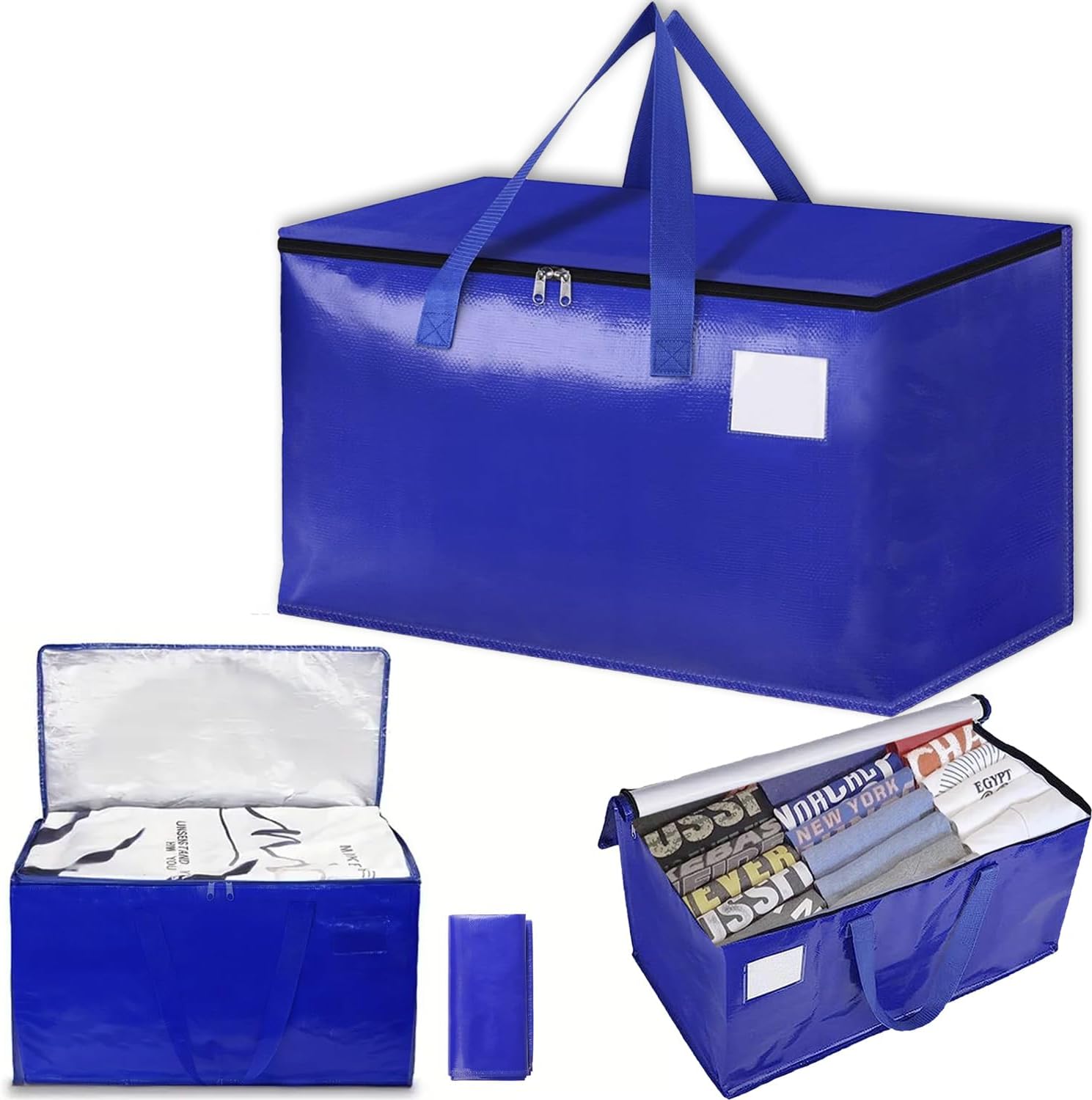 Bolsas de mudanza, bolsas de mudanza resistentes, bolsas de mudanza extra grandes con cremalleras y asas de transporte, bolsa de almacenamiento para