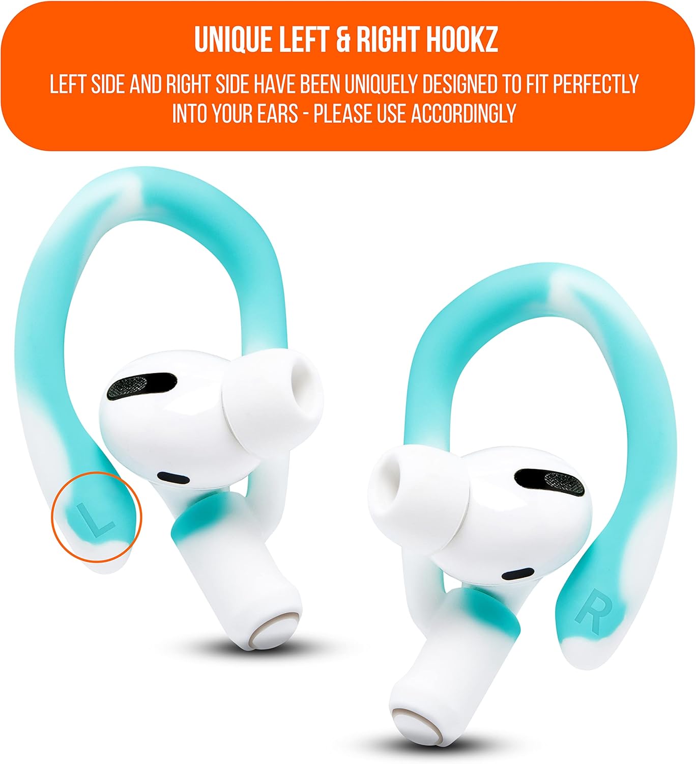 WC HookZ – Ganchos para AirPods Pro 1, 2 y AirPods 1, 2 y 3, dos pares de tamaños incluidos en el paquete, gancho único izquierdo y derecho,