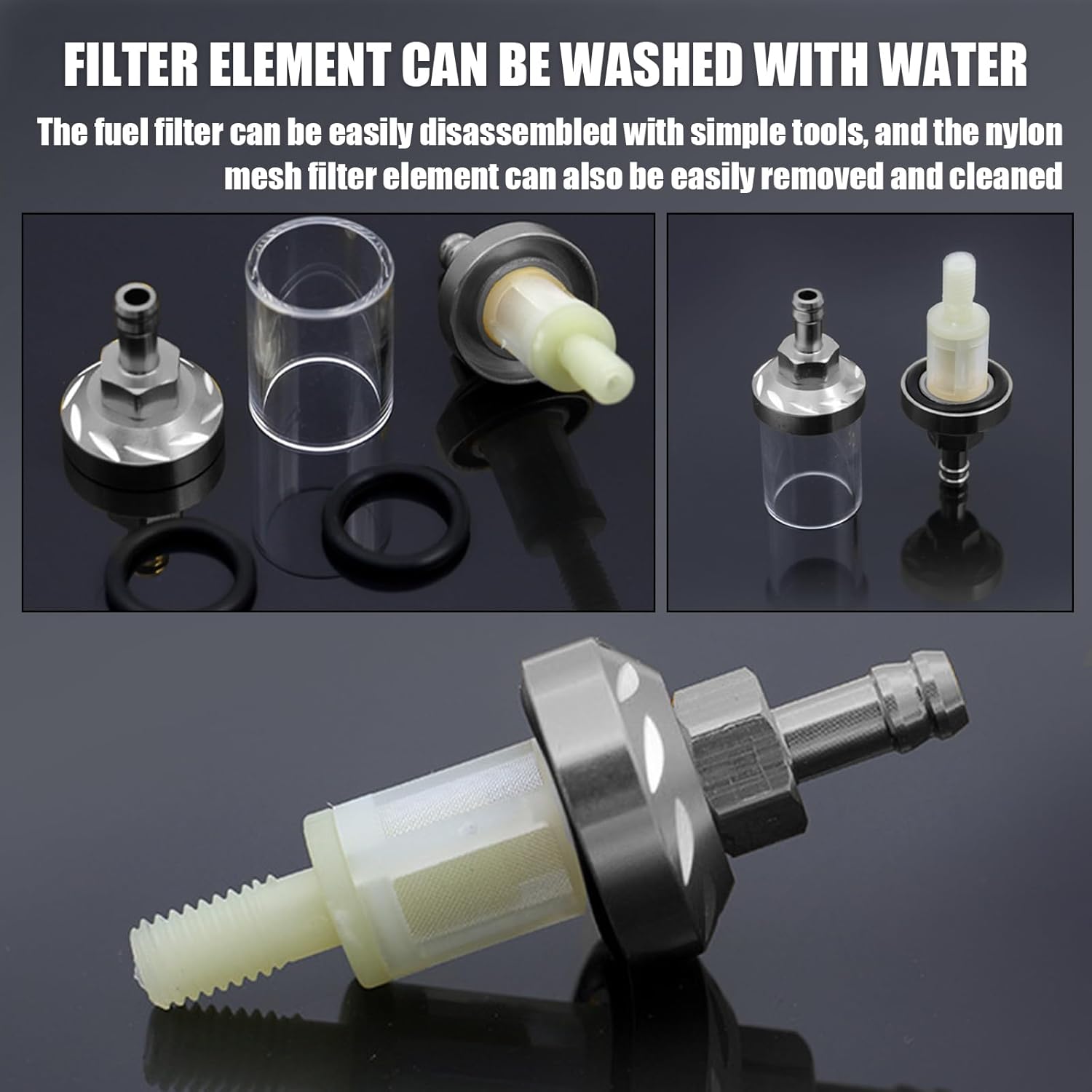 1 filtro de combustible automotriz, 1.1 x 3.62 pulgadas de aleación de vidrio templado con patrón de superficie de aceite, accesorios de