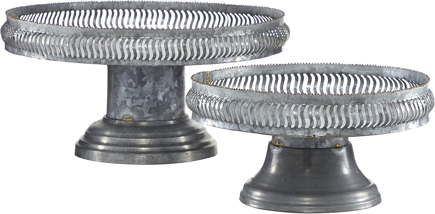 Deco 79 Soporte de metal galvanizado para tartas, juego de 2 12″, 16″W, gris