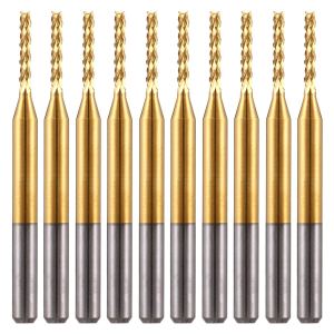 HOZLY 10 Uds 18 ” vástago 0.059 in titanio capa carburo extremo molino grabado brocas CNC herramienta de rebabas rotativas para molde de PCB fibra HOZLY 10 Uds 18 ” vástago 0.059 in titanio capa carburo extremo molino grabado brocas CNC herramienta de rebabas rotativas para molde de PCB fibra