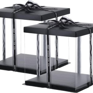 XININSUN 2 cajas transparentes grandes para pasteles, 10 x 10 x 9 pulgadas con cinta y tapa preplegada, para embalaje de pasteles de 8 pulgadas, XININSUN 2 cajas transparentes grandes para pasteles, 10 x 10 x 9 pulgadas con cinta y tapa preplegada, para embalaje de pasteles de 8 pulgadas,