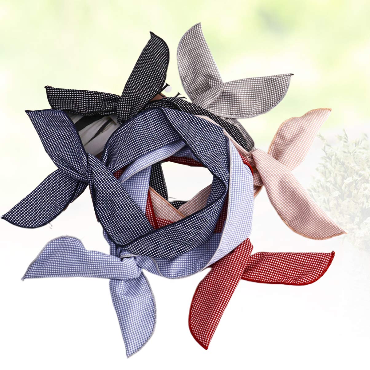 Beaupretty Diadema con lazo para el cabello, 6 unidades, con alambre, diseño de orejas de conejo, bufanda, tocado de borde ancho, accesorios para el