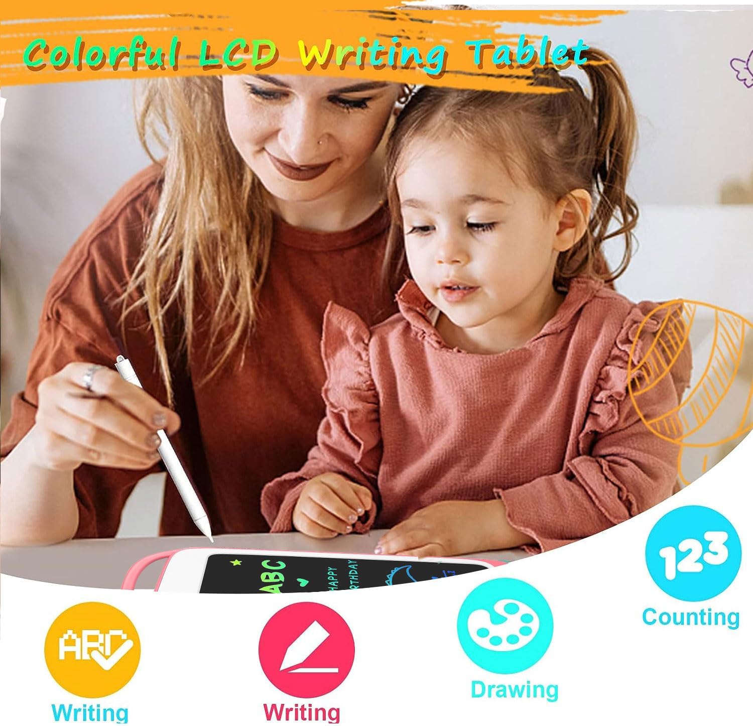 Tableta de escritura LCD para niños, tablero de dibujo de dinosaurio de 12.5 pulgadas, tableta de dibujo borrable electrónica con función de