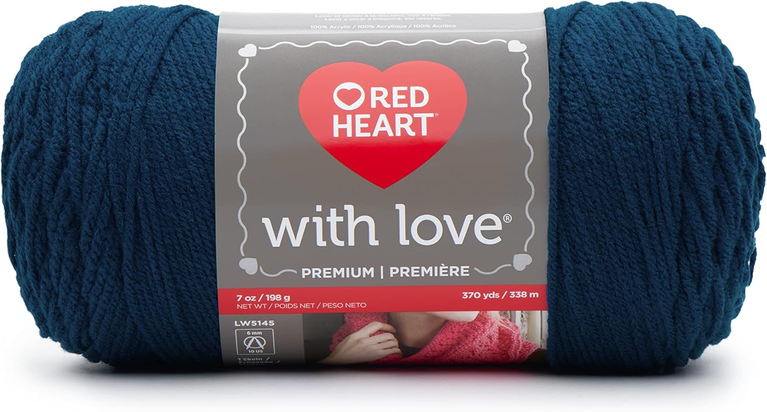 Red Heart with Love – Hilo de pavo real  Paquete de 3 unidades de 6.98 oz7 onzas  Acrílico  4 medianos (peinado)  370 yardas  Tejidoganchillo