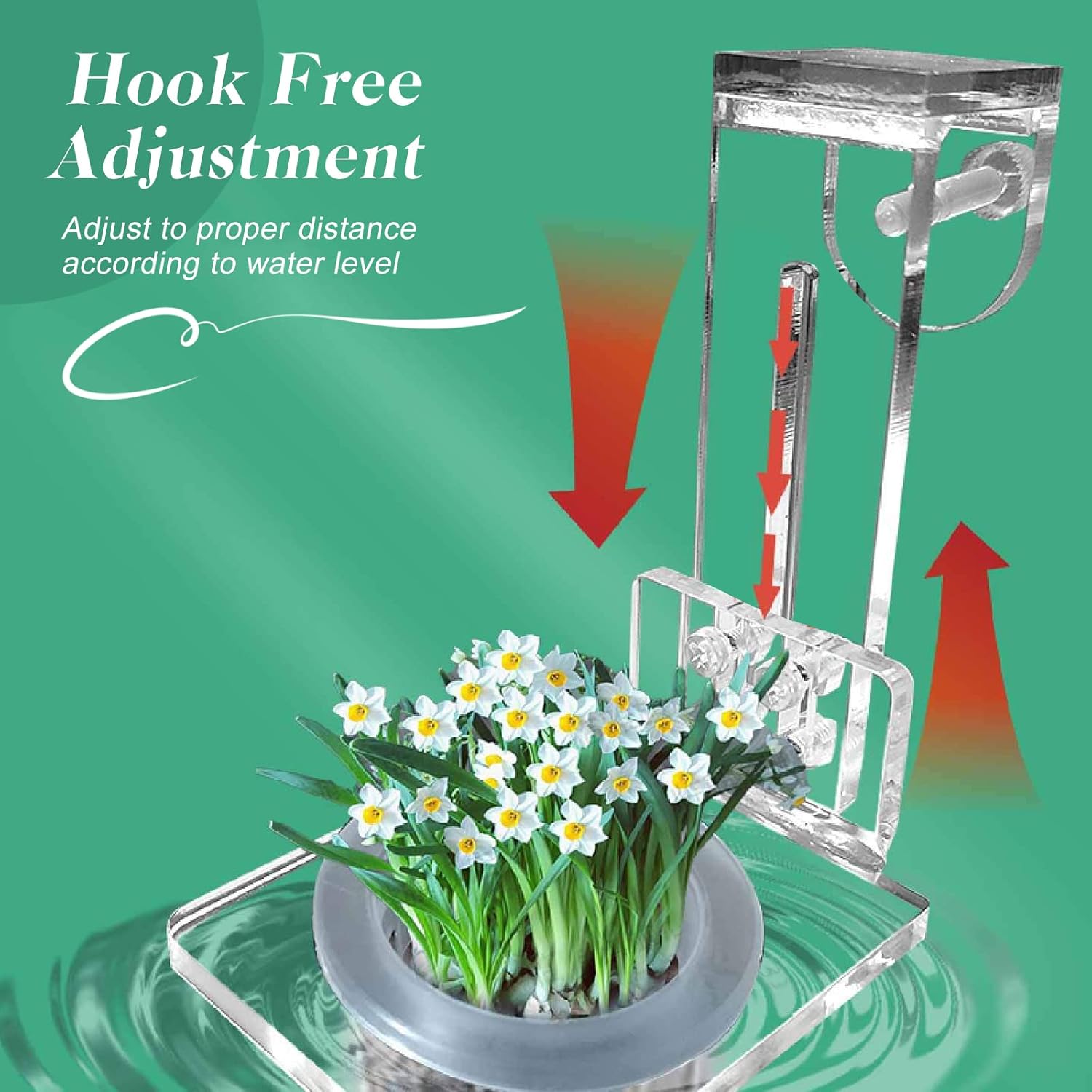 Soporte acrílico para plantas de acuario para colgar plantas acuáticas, gancho ajustable, maceta para plantas colgantes y decoración de acuarios