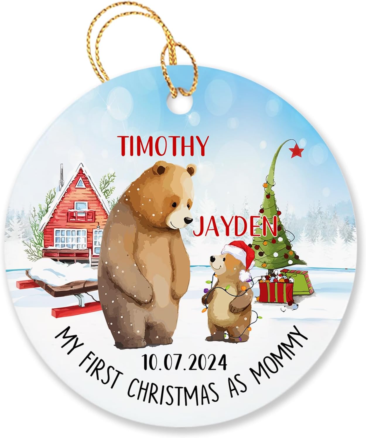 Adorno de Navidad con texto en inglés My First Christmas As Mom, adorno personalizado para árbol de Navidad para mamá y bebé, regalo para mamá