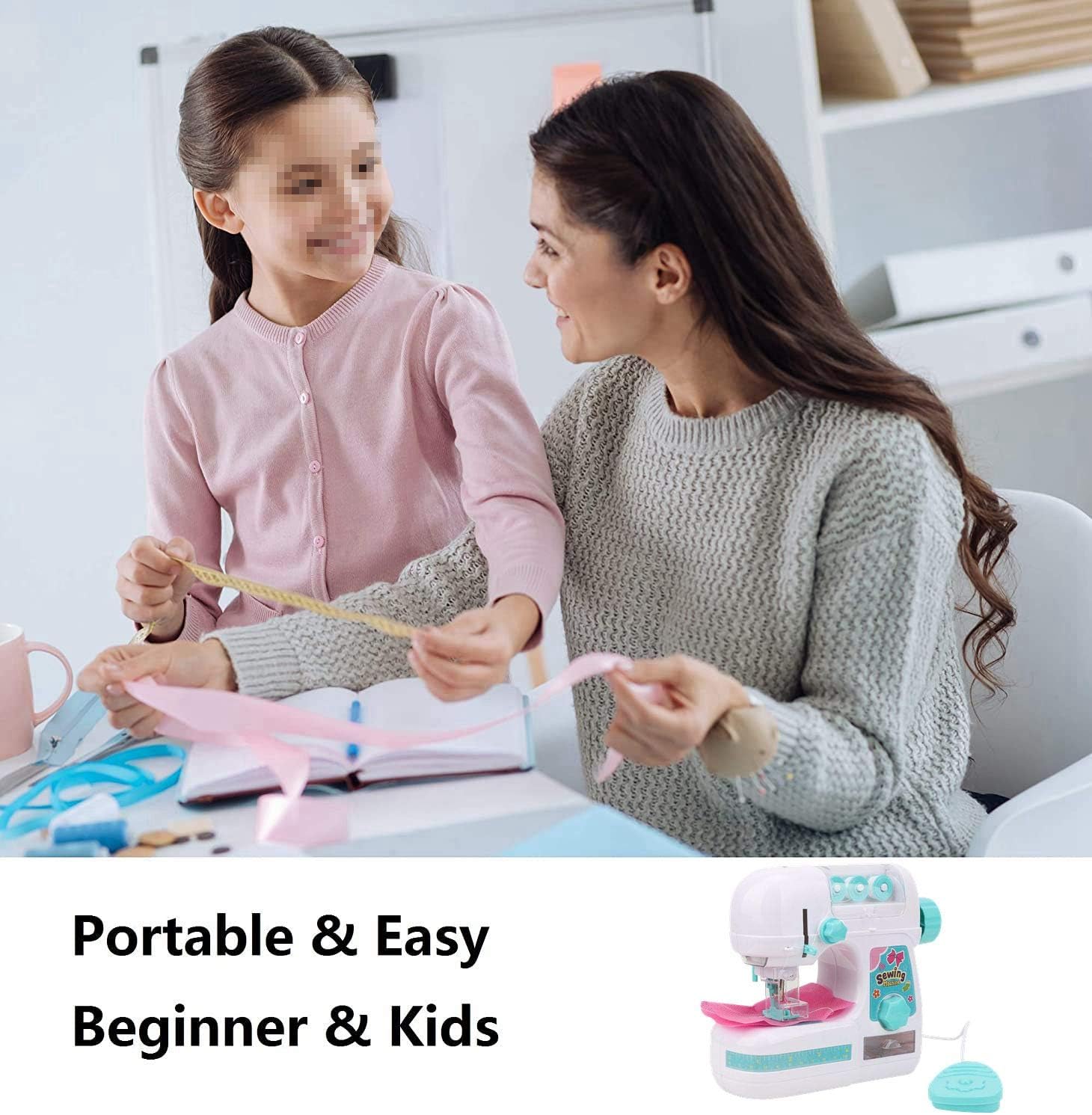 Bnineteenteam Mini máquina de coser, máquina de coser niños juguete para niñas niños