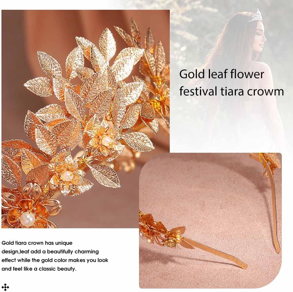 Brishow Diadema de hoja dorada, tocado de diosa geek romana, tocado de laurel de boda, accesorios para el cabello de ramas de olivo para mujeres y