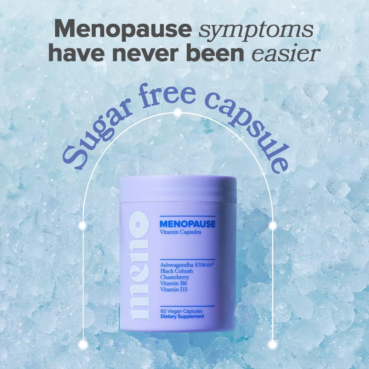 MENO Vitaminas para la menopausia, 30 porciones (paquete de 2)  Suplementos de menopausia sin hormonas para mujeres con cohosh negro y ashwagandha