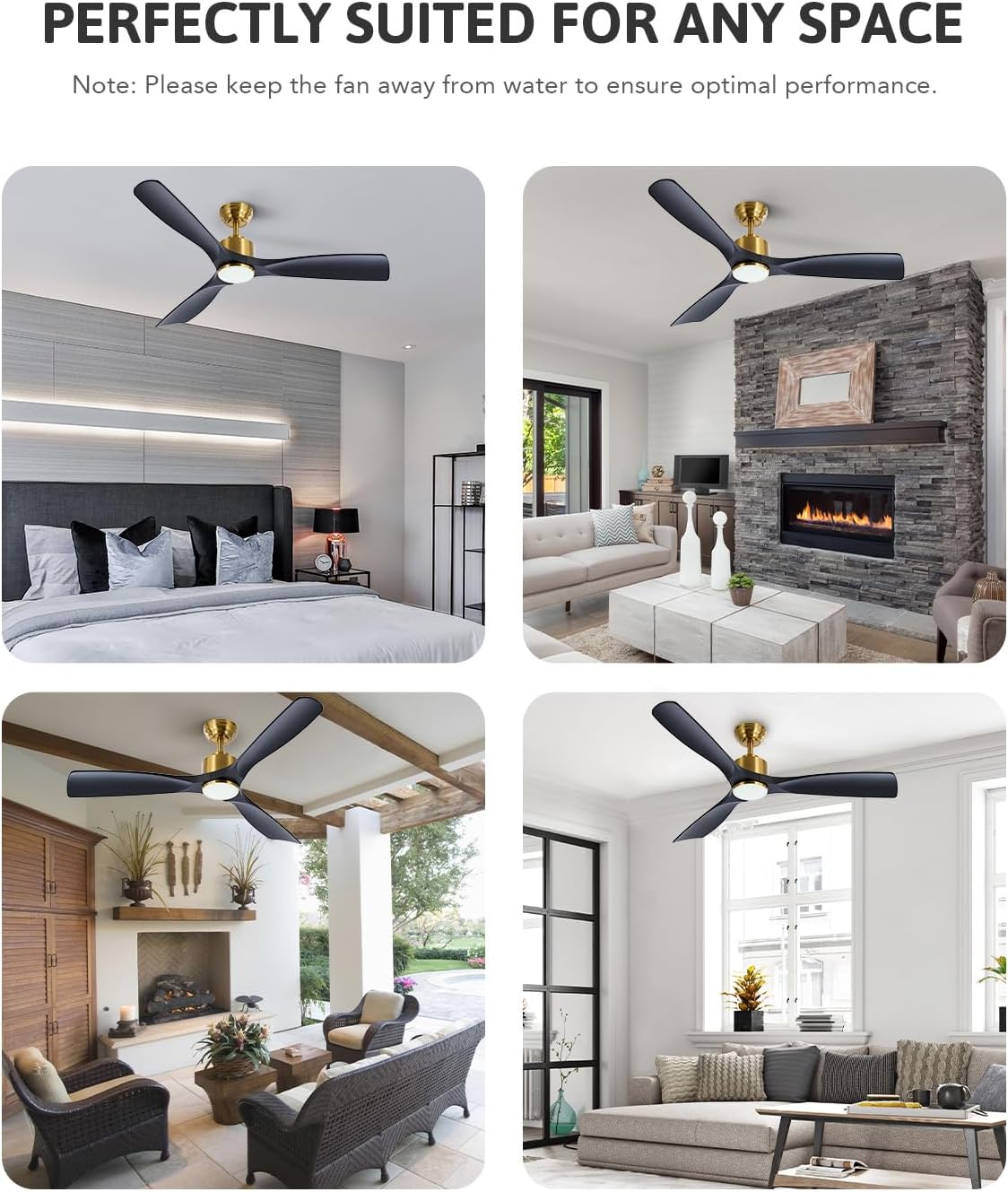 VONLUCE Ventiladores de techo con luces, ventilador de techo inteligente de 52 pulgadas con control remoto, aplicaciónAlexa, motor reversible de 6