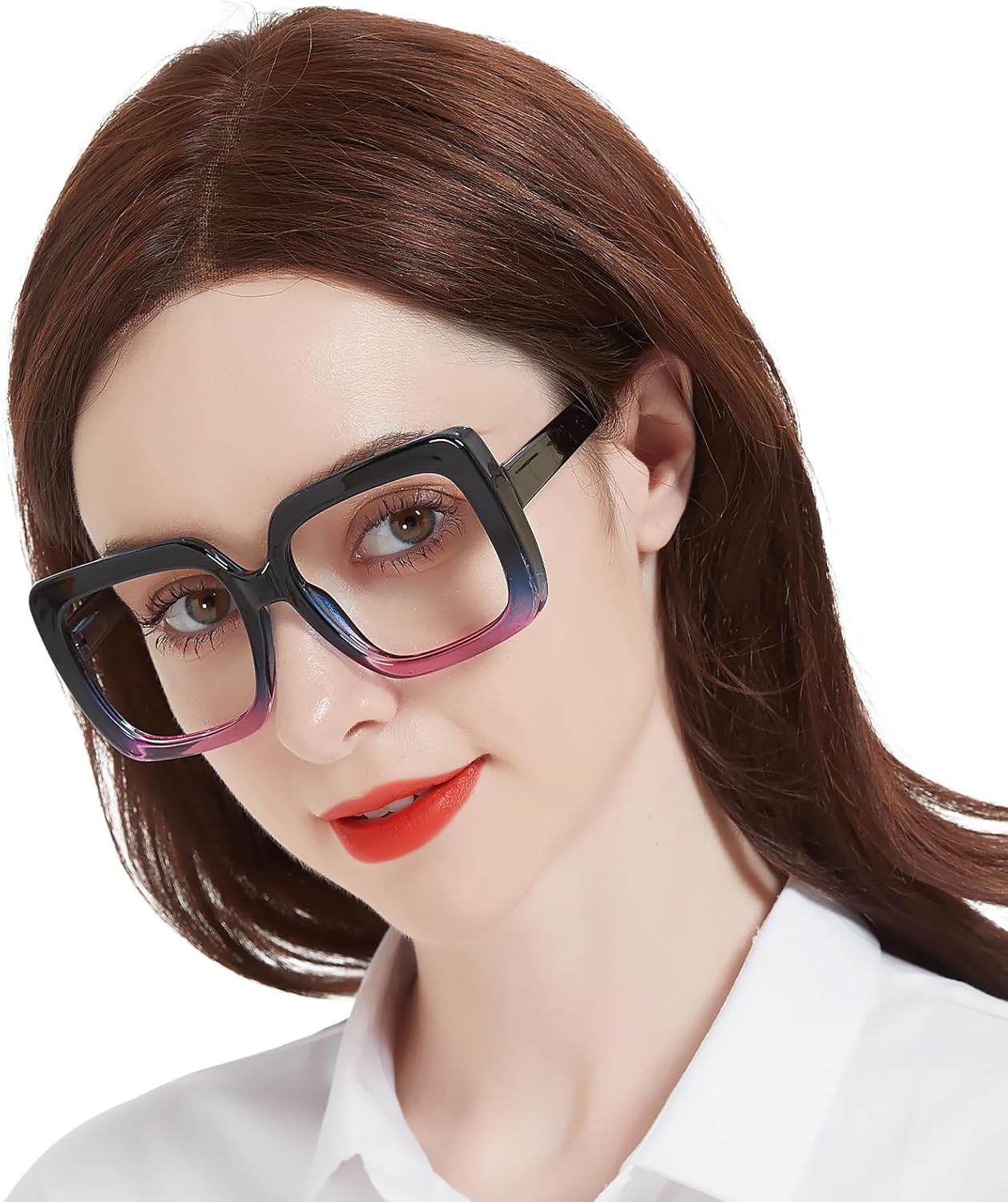 OCCI CHIARI Lentes de lectura grandes azules para mujer, lectores nerd 1.75x(1.0 1.25 1.5 1.75 2.0 2.25 2.5 2.75 3.0 3.5 4.0 5.0 6.0)