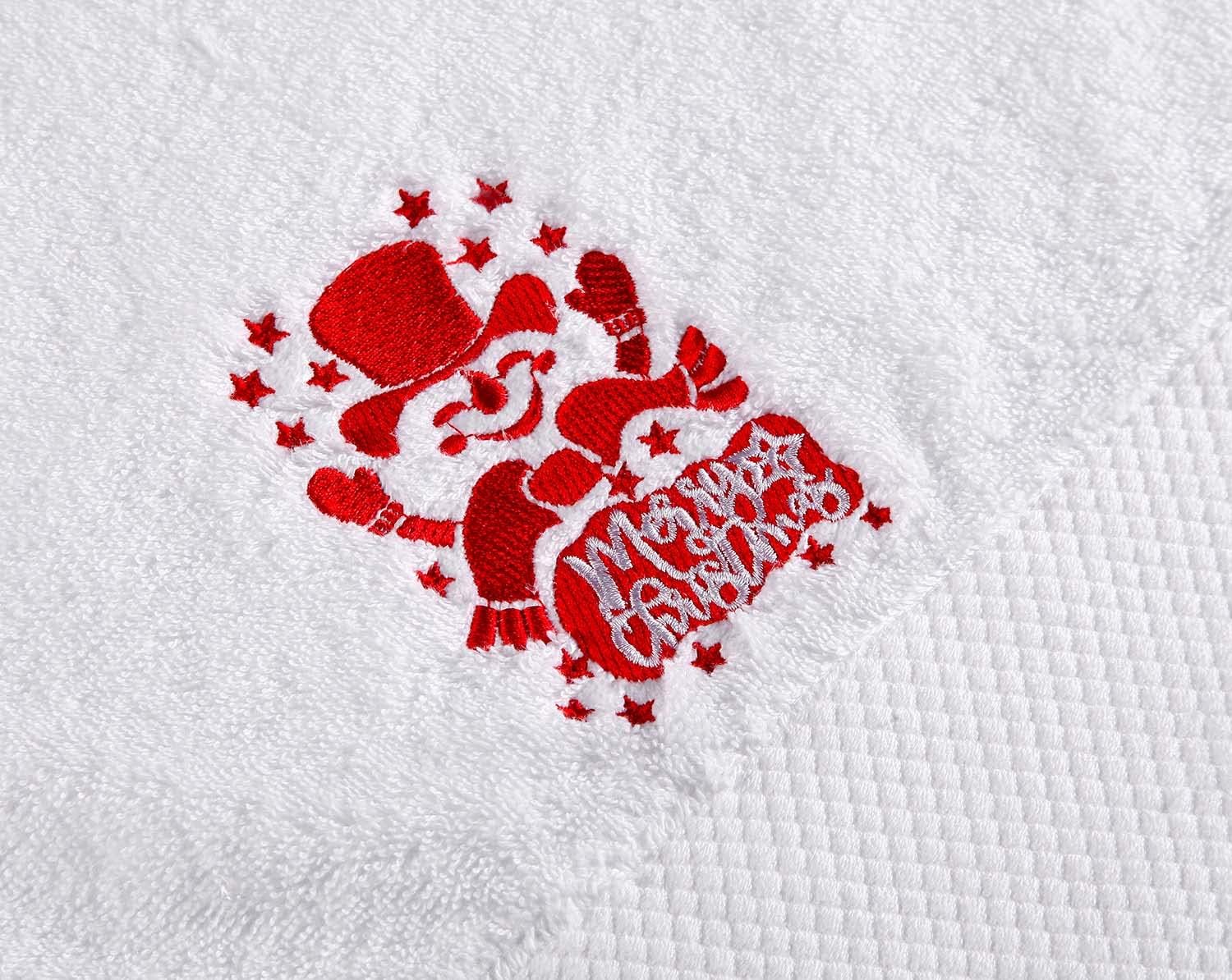 Quera Paquete de 2 toallas de mano navideñas Let It Snow Snowman Merry Christmas 100% algodón bordado, decoración de lujo de primera calidad, juego