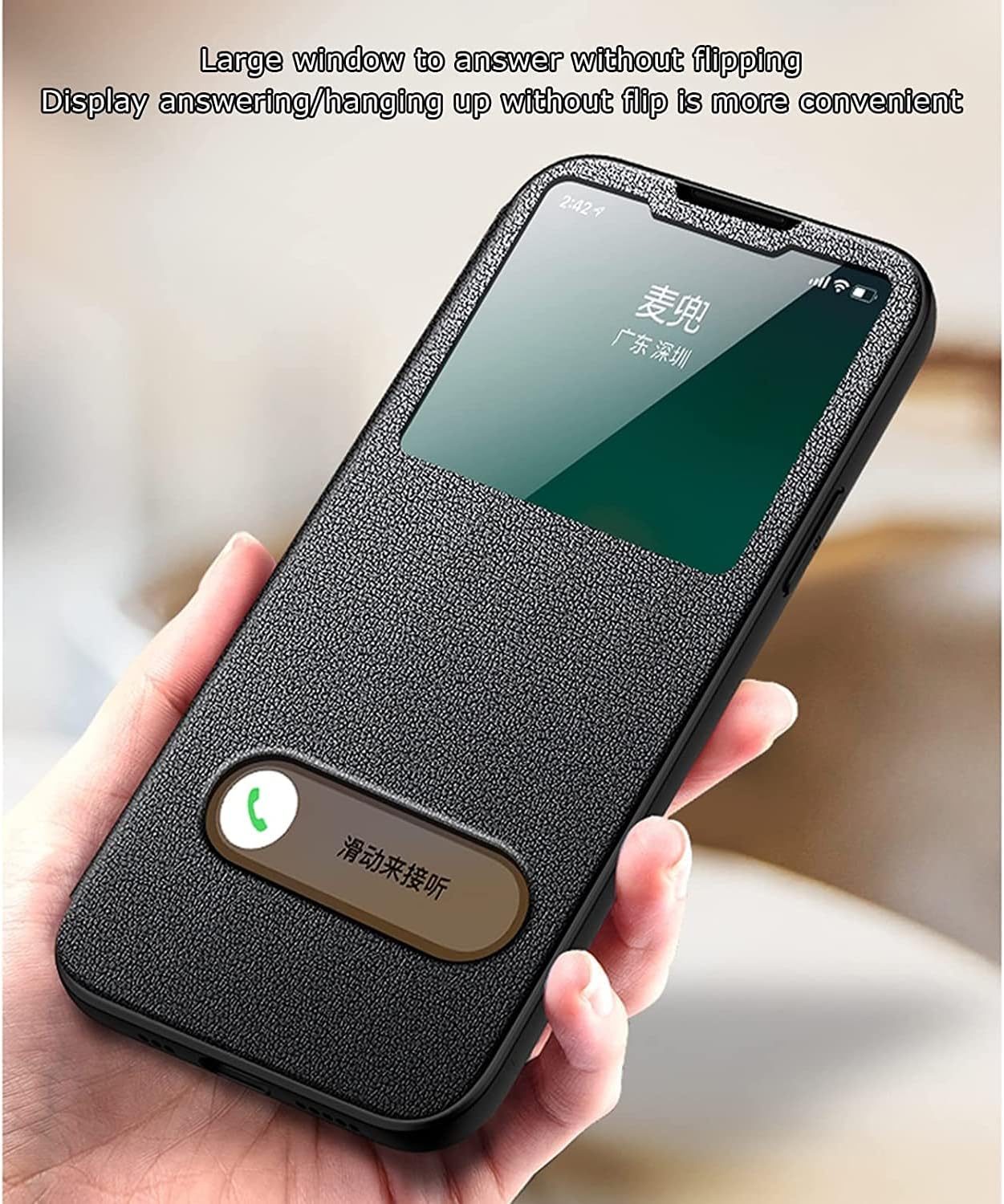 Funda para iPhone 1414 Plus14 Pro14 Pro Max, funda de cuero genuino con succión magnética con tapa y cierre de luz, a prueba de golpes, no se voltea
