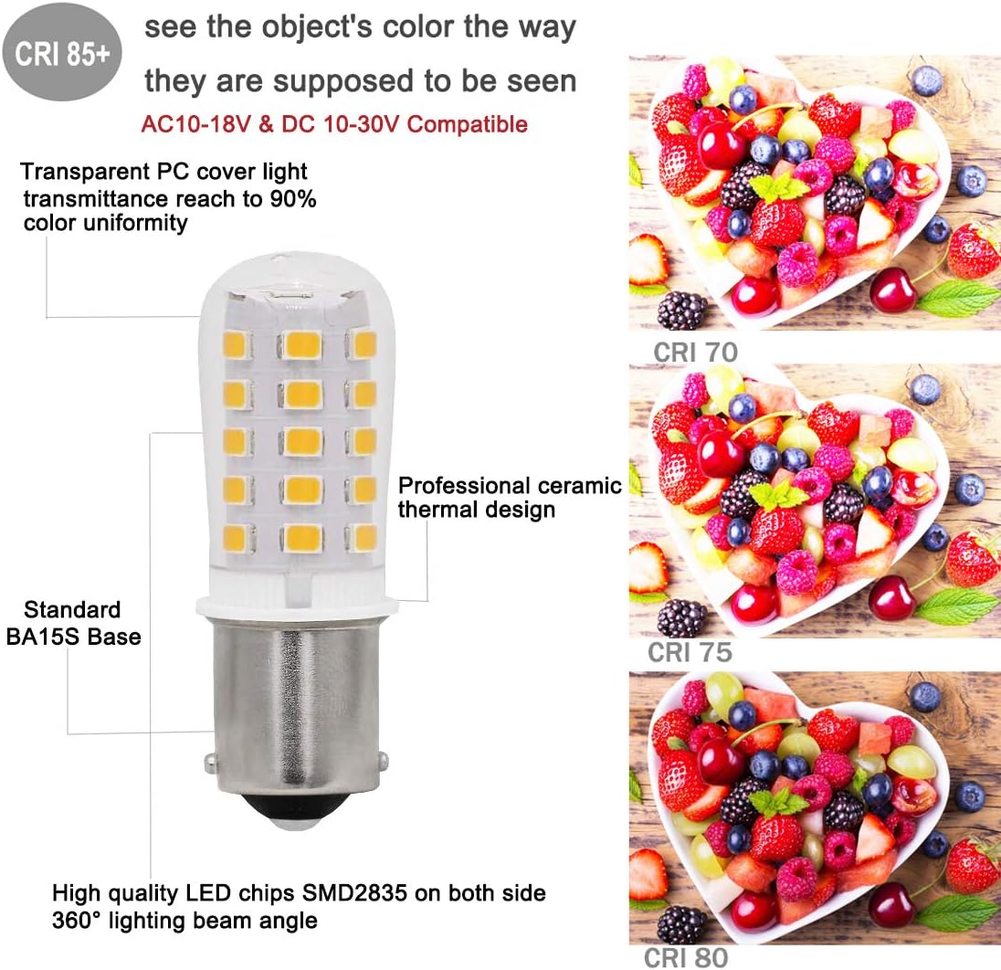 KAKEMONO BA15S – Bombillas LED de 12 V para interiores de caravana, 1156 1141 P21W S8 SC, base de contacto único de bayoneta, para luces de remolque