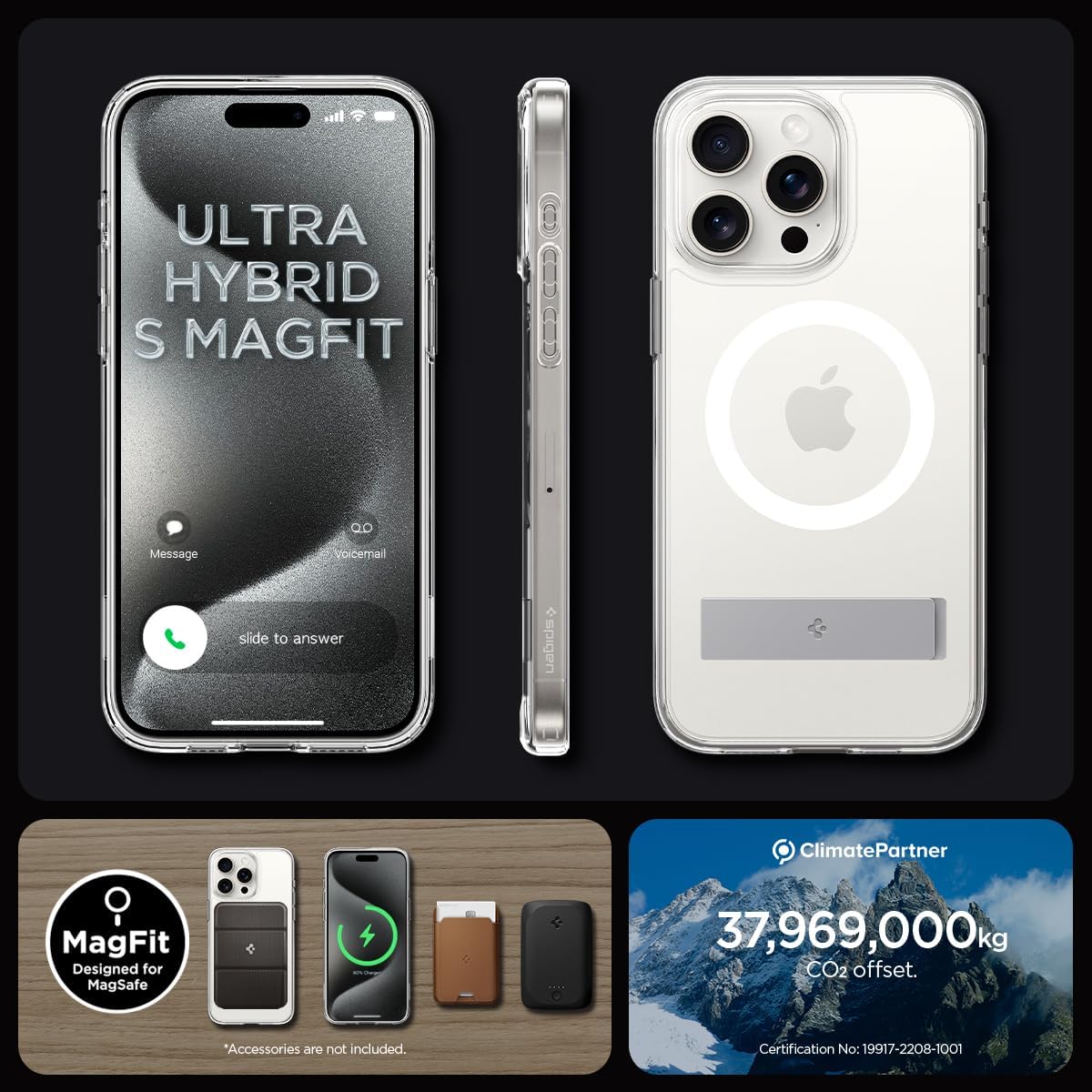 Spigen Funda magnética ultra híbrida S MagFit diseñada para iPhone 15 Pro Max, antiamarilleo protección de grado militar soporte compatible con