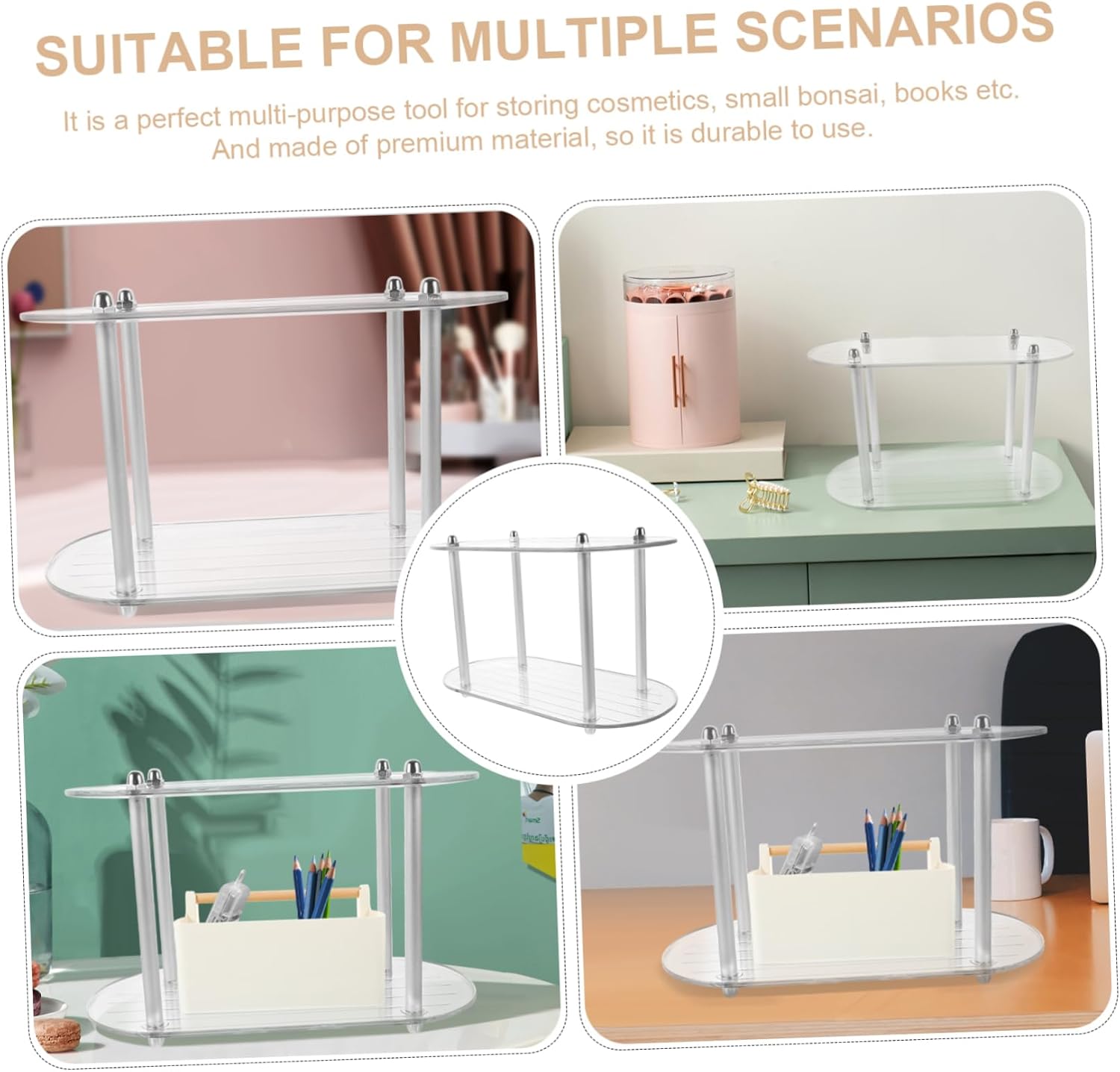 DOITOOL Estante de múltiples capas para gabinete, organizador de ducha, estante de cristal, gabinete de vidrio, gabinete de exhibición de vidrio,