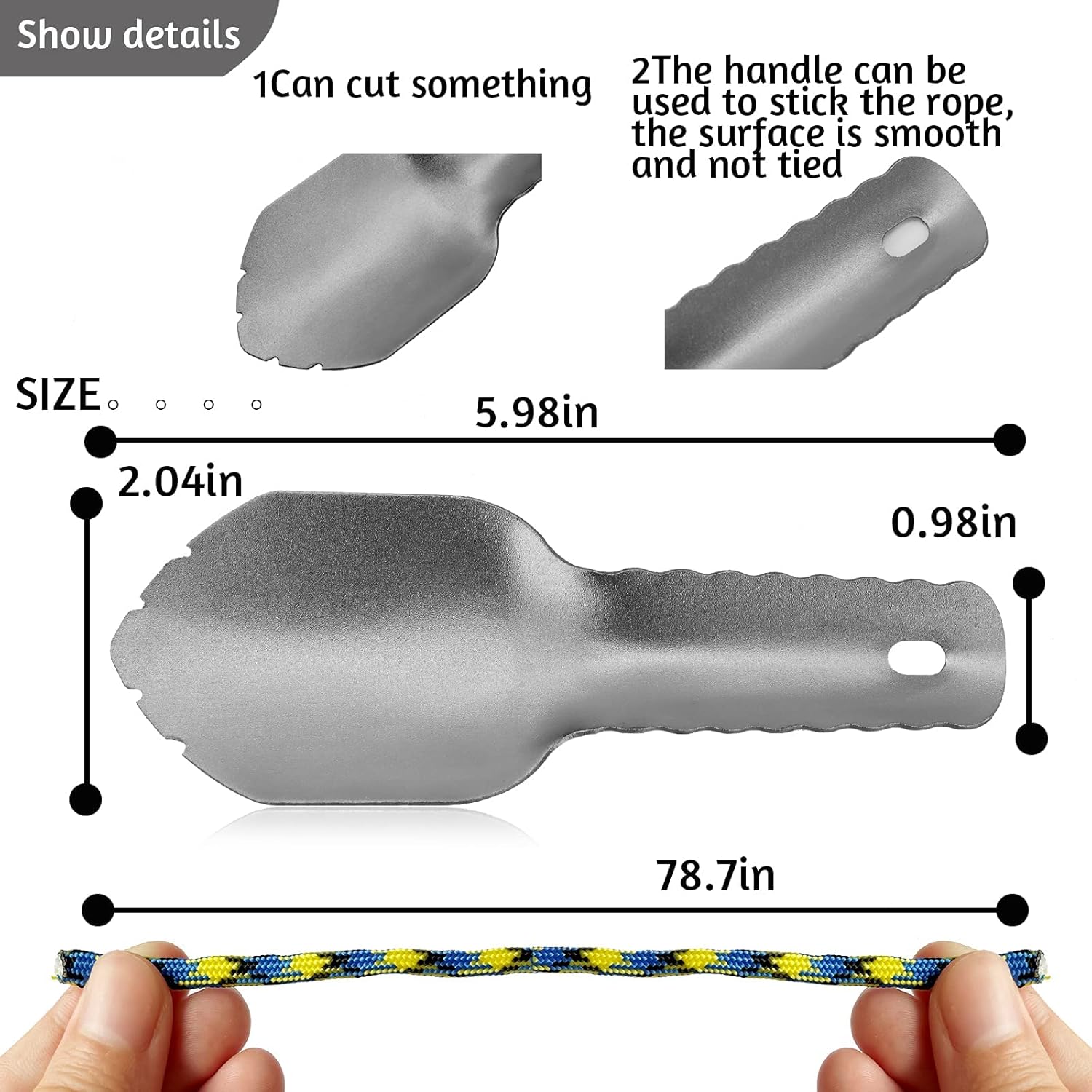 Paleta de mochilero Pala de camping ultraligera Paleta de senderismo Pala de aluminio ligero para jardín y camping, herramientas de jardinería,