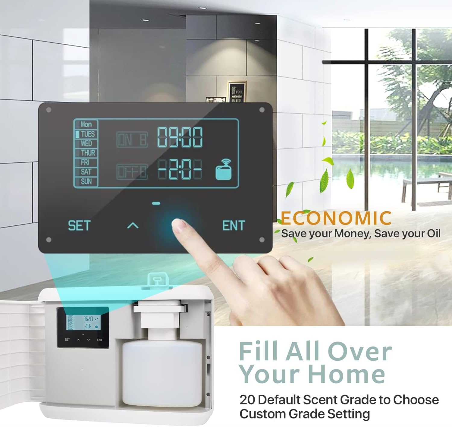 Smart Scent Air Machine Pro para el hogar, difusor de aroma HVAC para aceites esenciales, 28.7 fl oz, difusor de aromaterapia sin agua hasta 4500