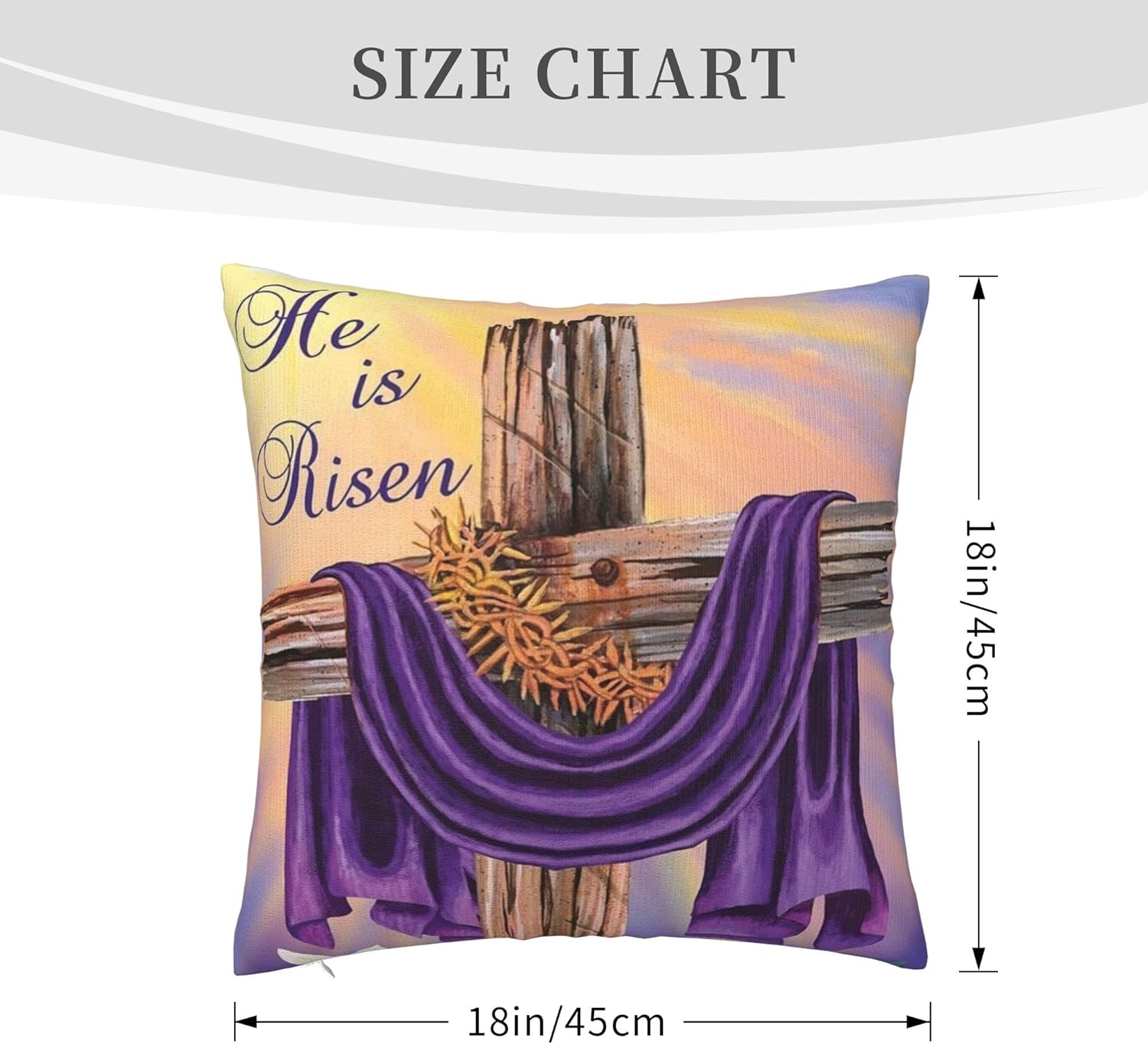 Fundas de almohada con texto en inglés “Easter Religious He is Risen”, 18 x 18 pulgadas, decoración del hogar, fundas de cojín para sofá,