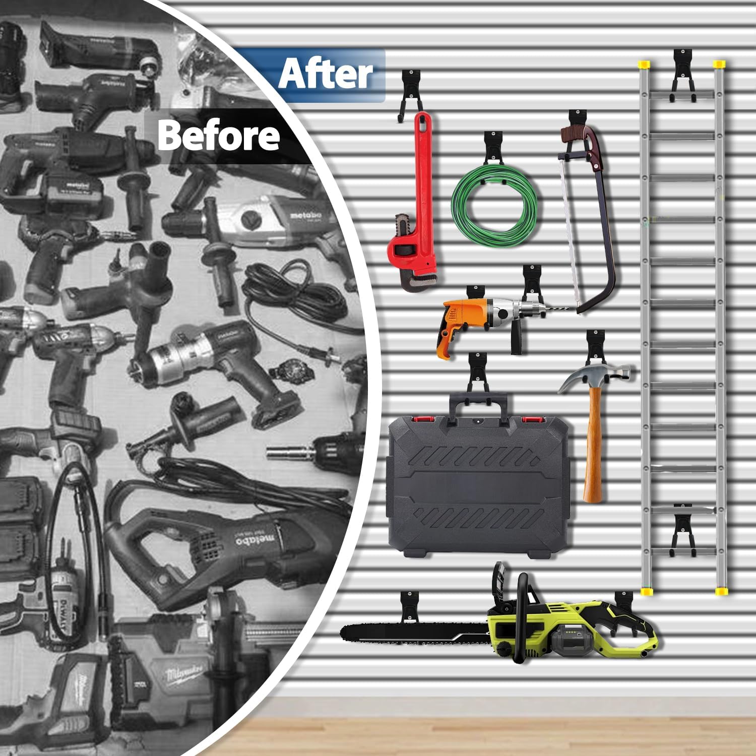 3-H Accesorios Slatwall, ganchos y perchas Slatwall de varios tamaños, ganchos colgantes de pared de listones resistentes para garaje, accesorios