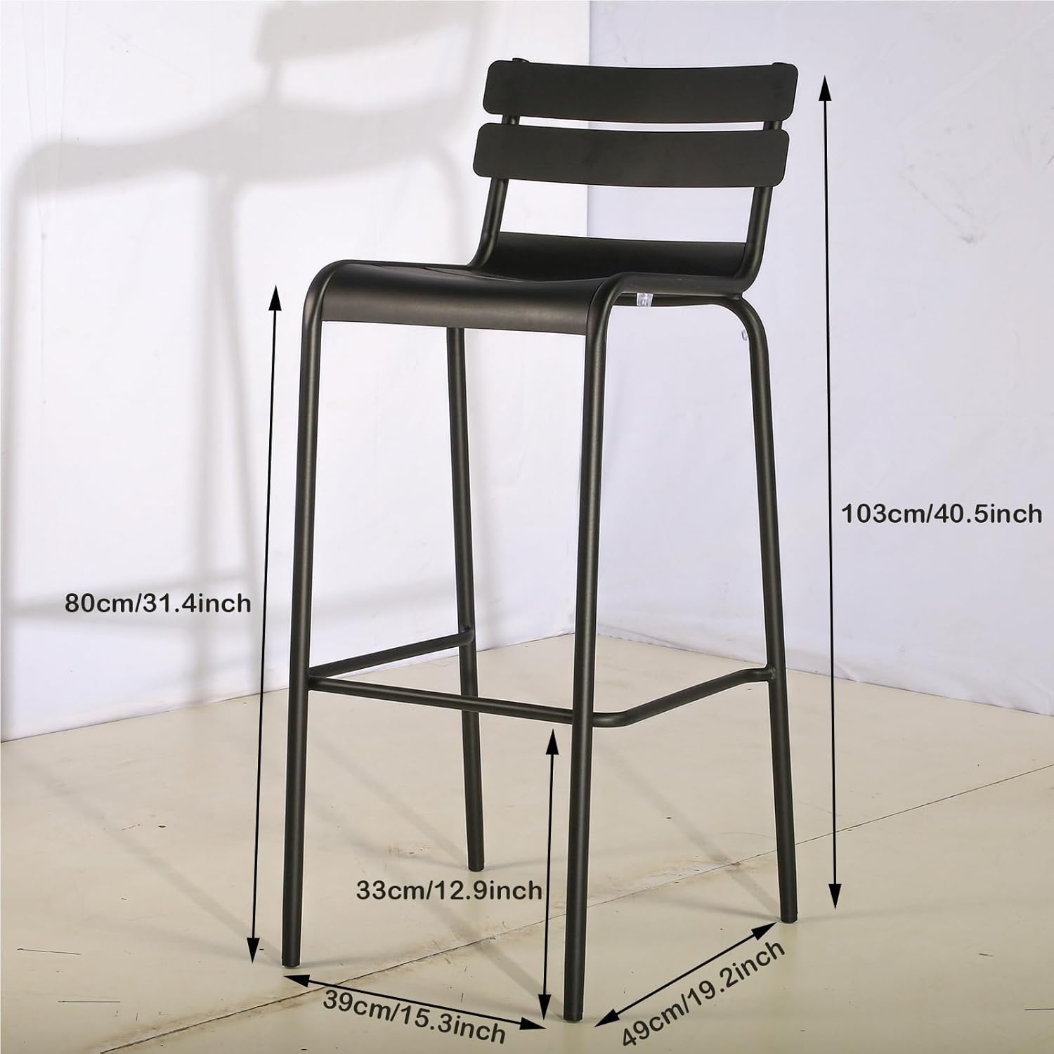 Taburetes de bar de metal con respaldo, sillas de patio extra altas, silla de café moderna para cocina interior y exterior, taburete de comedor de