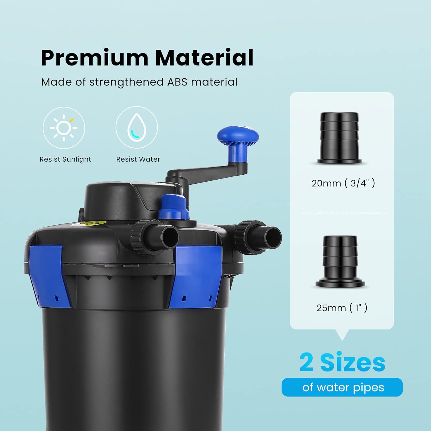 VIVOHOME Filtro biológico presurizado para estanques con luz de 9 vatios, adecuado para estanques Koi de hasta 500 galones o estanques ornamentales