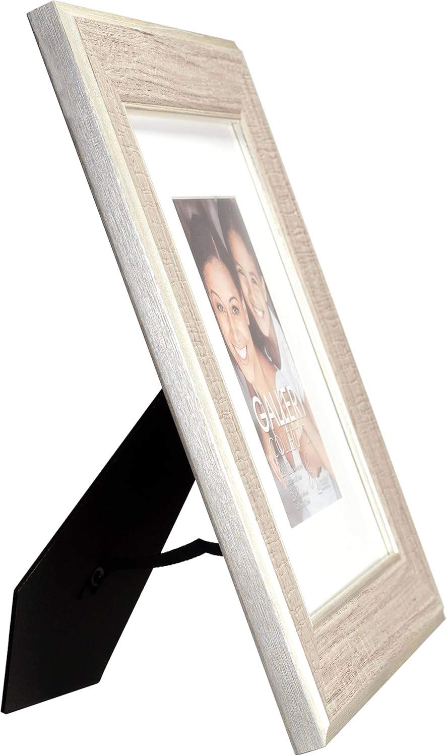 Malden International Designs – Marco para fotos de pared de 8 x 10 pulgadas, color gris rústico, con borde interior y exterior plateado