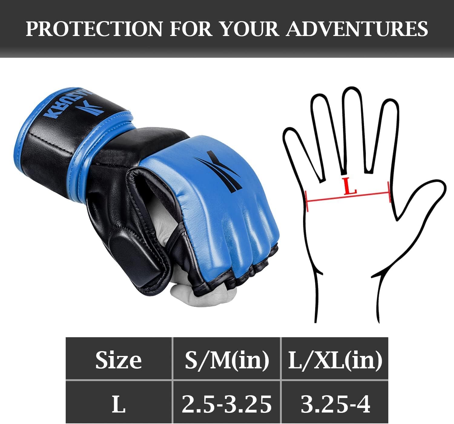 Kruzak – Guantes de boxeo de medio dedo, para hombres y mujeres, vendas de mano con palmas abiertas para grappling, kickboxing, sanda, sparring,