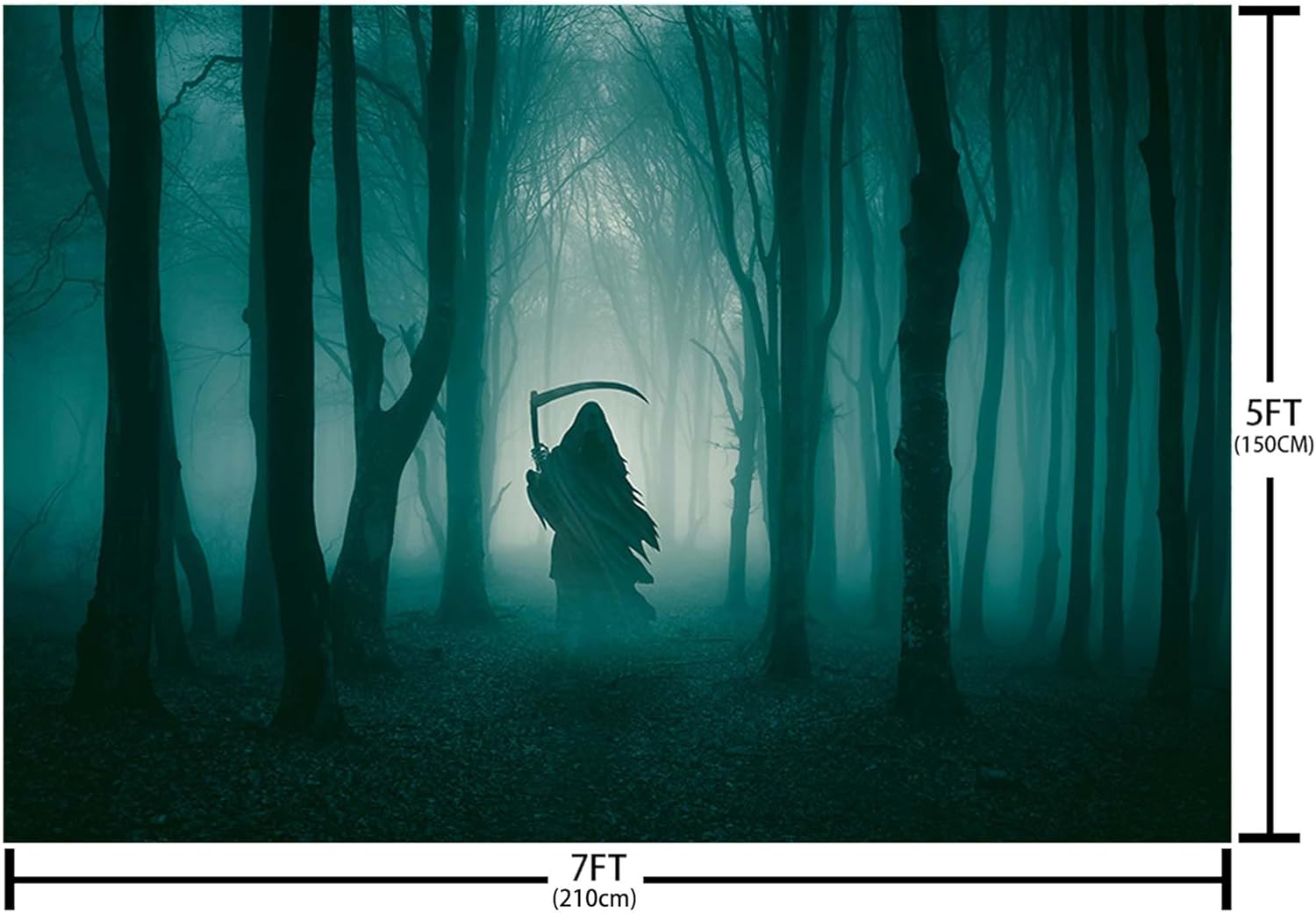 MEHOFOND Telón de fondo de Halloween de bosque oscuro brumoso de 7 x 5 pies para fotografía, fondo misterioso de bosque sombrío para retrato, bruja