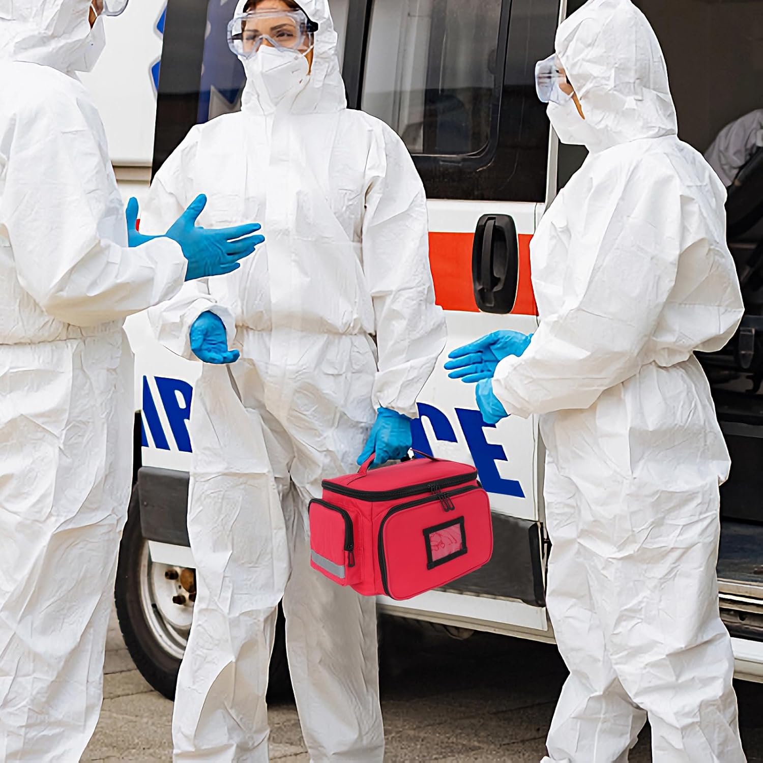 Jaffzora Bolsa organizadora de medicamentos vacía, bolsa de enfermera de salud en el hogar, caja organizadora de botellas de píldoras, bolsa de