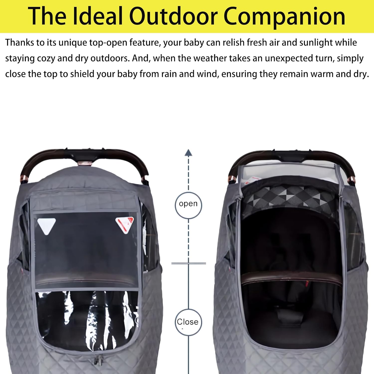 LURBABYPER Funda de lluvia para cochecito, accesorio universal para cochecito, protector contra la intemperie para el viento, nieve, polvo, solo se