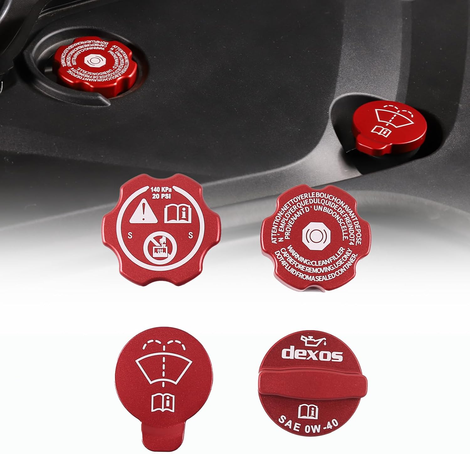 Tapa de aceite de motor de aleación de aluminio, tapa de radiador, tapa de arandela, tapa de líquido de freno, compatible con Chevrolet Corvette C8