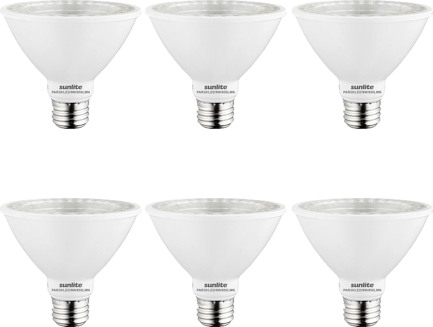 Sunlite 40982-SU – Bombilla LED PAR30 de cuello corto, 9 vatios, (equivalente a 75 W), 850 lúmenes, base de tornillo medio (E26), regulable,