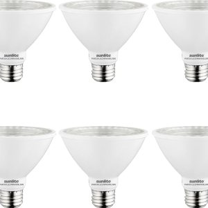 Sunlite 40982-SU – Bombilla LED PAR30 de cuello corto, 9 vatios, (equivalente a 75 W), 850 lúmenes, base de tornillo medio (E26), regulable, Sunlite 40982-SU – Bombilla LED PAR30 de cuello corto, 9 vatios, (equivalente a 75 W), 850 lúmenes, base de tornillo medio (E26), regulable,