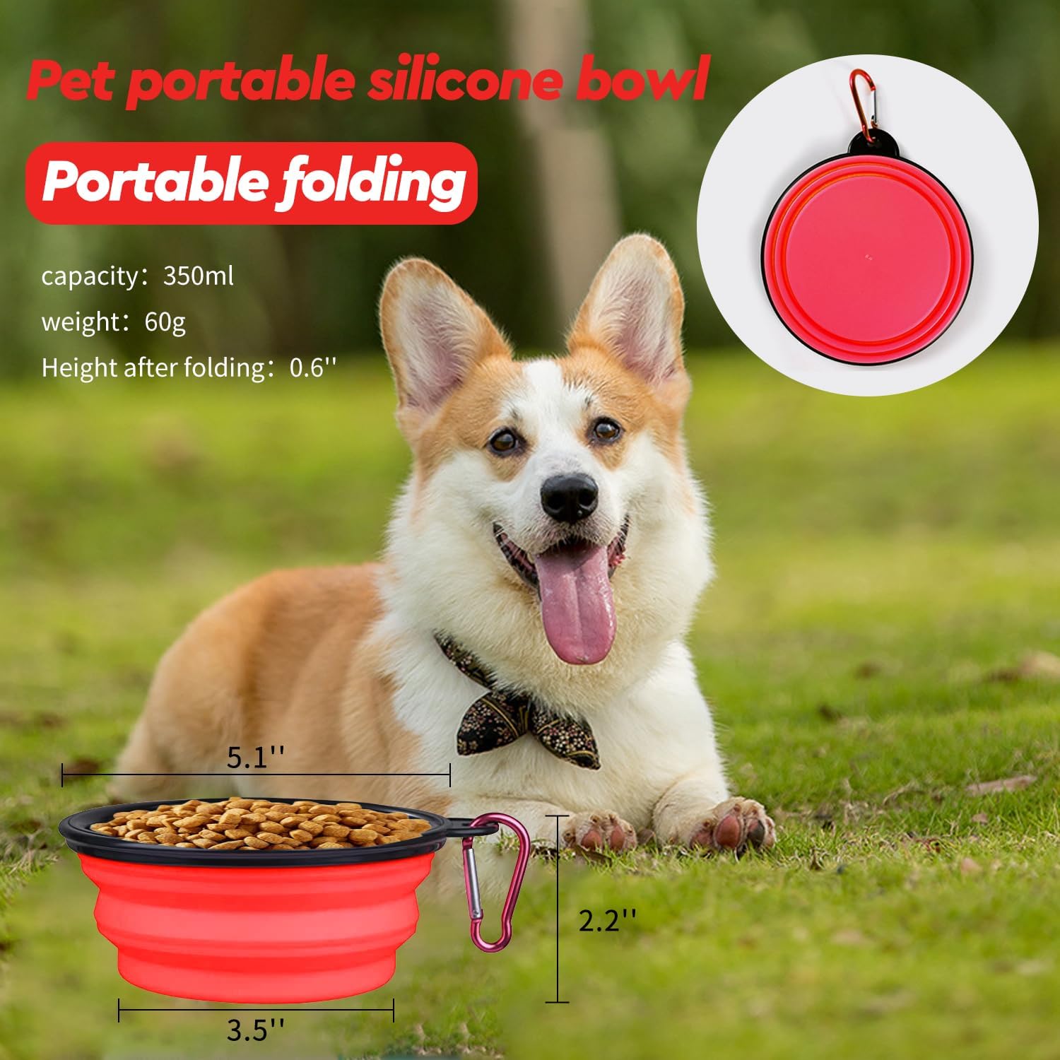 Wowuwoai Juego de collar y correa reflectante para perro con cuenco plegable, collares acolchados de neopreno suave para mascotas para perros