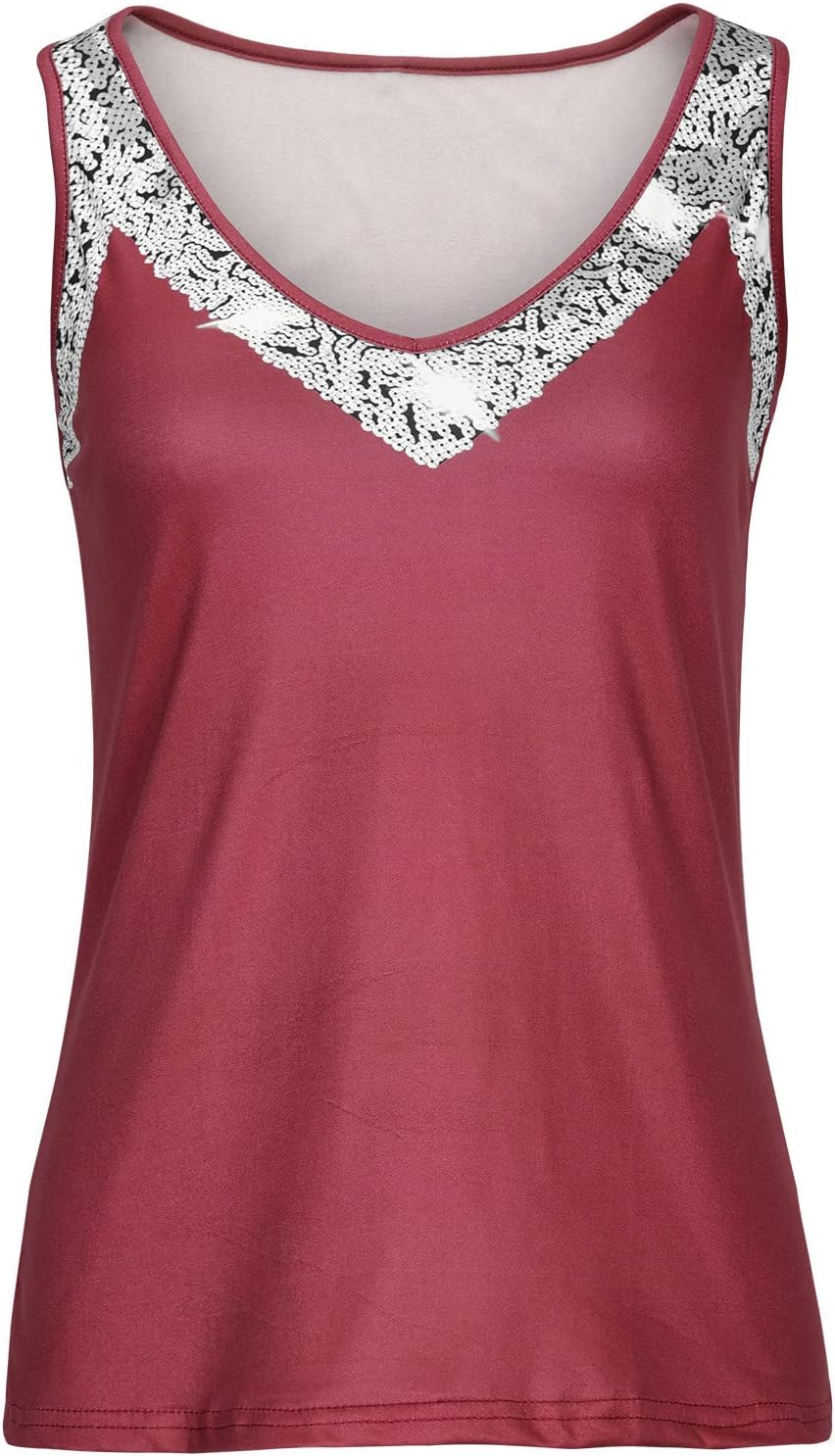 LFEOOST Camisetas sin mangas con lentejuelas brillantes para mujer, sexy, casual, cuello en V, sin mangas, chaleco de verano, ajuste regular, blusas