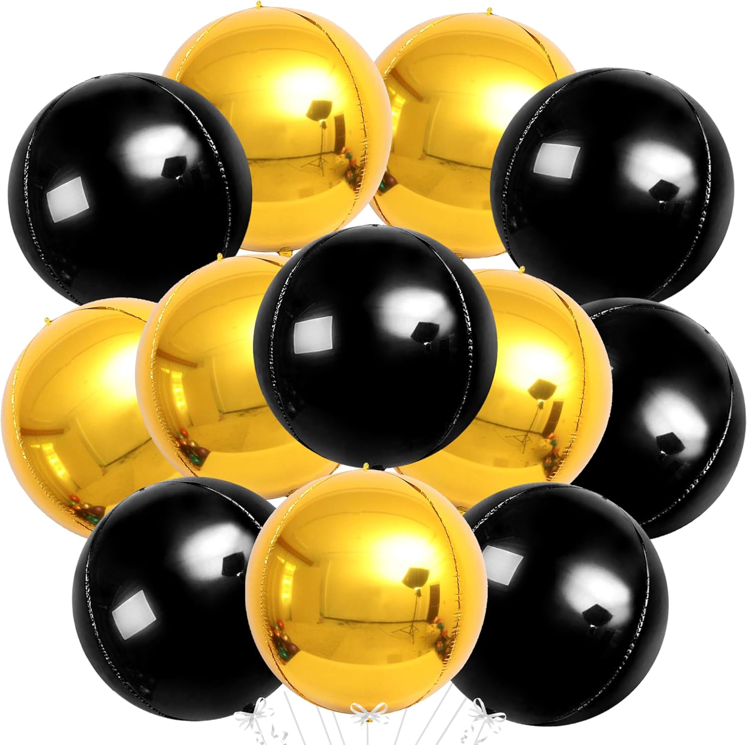 KatchOn, Globo grande de aluminio dorado de 22 pulgadas, paquete de 6, globos gigantes negros metálicos, 22 pulgadas, paquete de 6, globos de Mylar