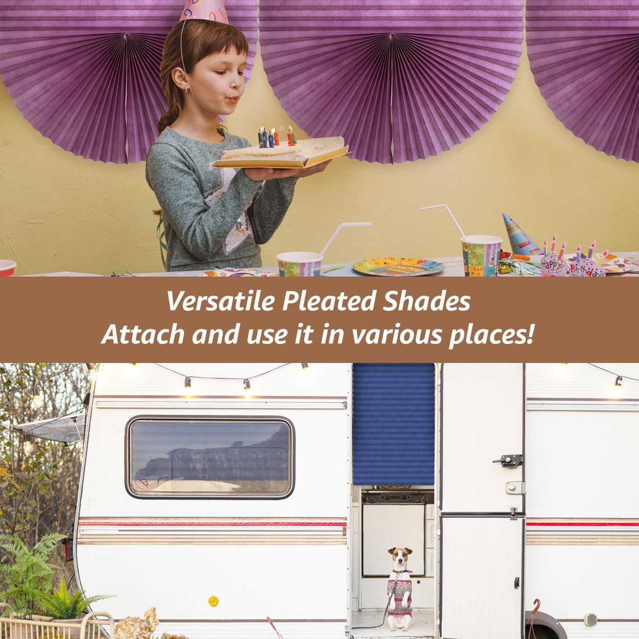 Foiresoft Persianas de tela plisadas sin herramientas, persianas temporales autoadhesivas, sin taladrar, fáciles de cortar e instalar, recortar en