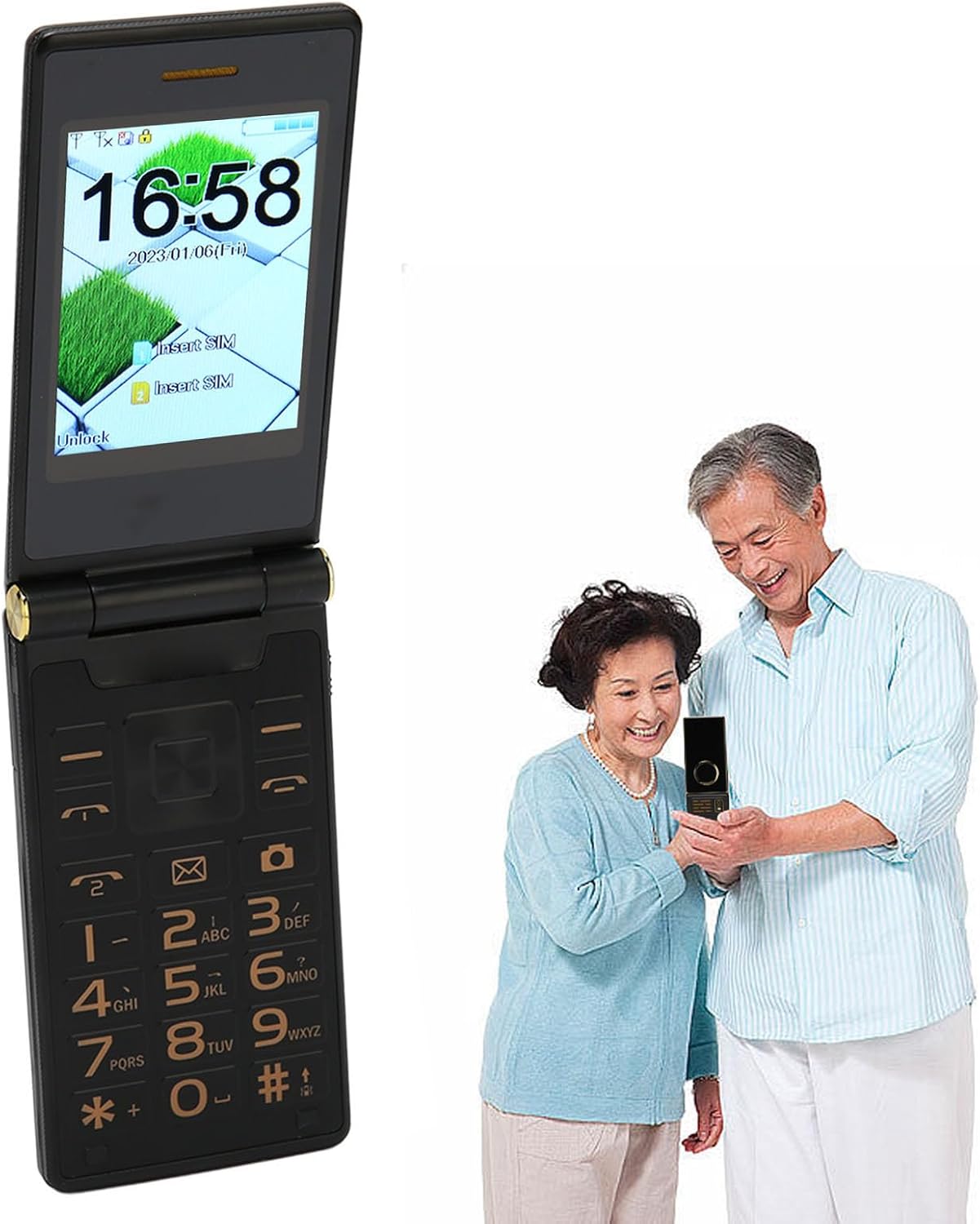 M31 2G GSM desbloqueado Senior Flip Phone, teléfono celular de botón grande con botón SOS, teléfono básico de doble SIM para ancianos, con pantalla