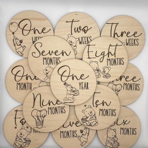 16 discos clásicos de Winnie Baby para marcador de hitos mensuales, letrero de anuncio de bebé, letrero para recién nacido, accesorios para fotos de 16 discos clásicos de Winnie Baby para marcador de hitos mensuales, letrero de anuncio de bebé, letrero para recién nacido, accesorios para fotos de