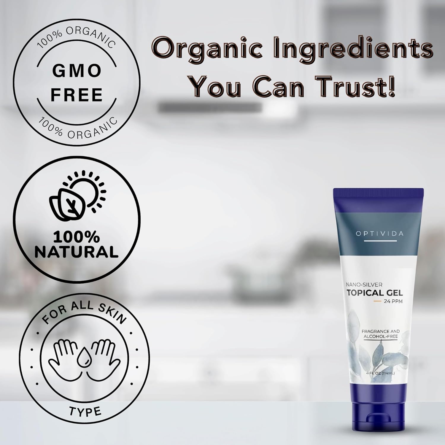 OPTIVIDA Crema de gel de plata coloidal para el cuidado de heridas, curación tópica natural de la piel  Gel tópico de nano-plata para heridas,