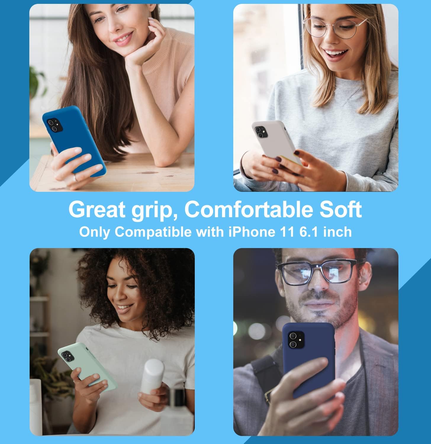 Vooii Funda protectora para iPhone 11, silicona líquida suave de goma delgada de cuerpo completo para iPhone 11 (con forro de microfibra suave),
