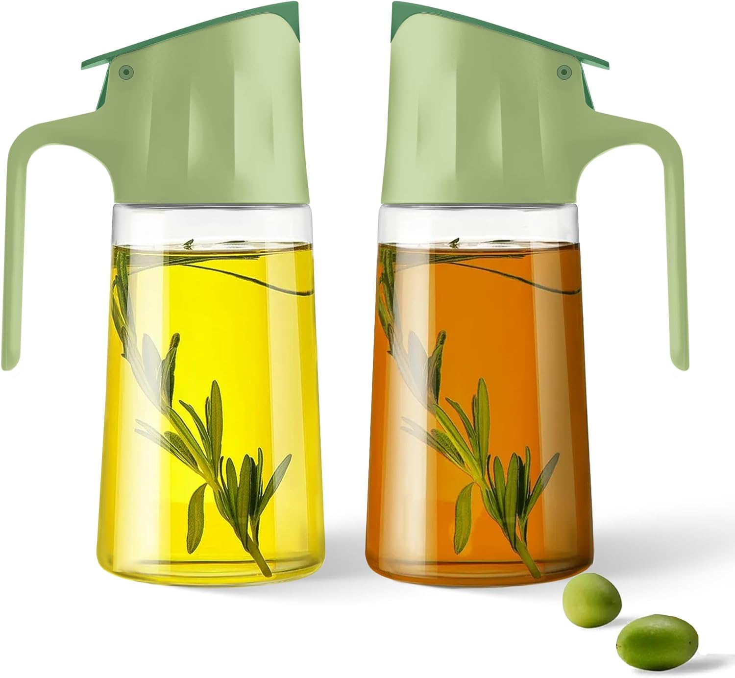 Botella dispensadora de aceite de cocina para cocina, paquete de 2, dispensador de aceite de oliva y botella infusora, botella de aceite de 17