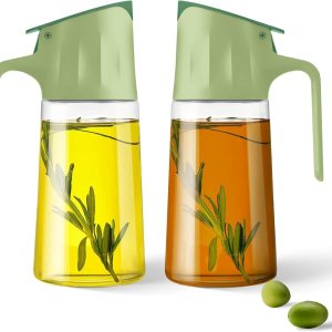 Botella dispensadora de aceite de cocina para cocina, paquete de 2, dispensador de aceite de oliva y botella infusora, botella de aceite de 17 Botella dispensadora de aceite de cocina para cocina, paquete de 2, dispensador de aceite de oliva y botella infusora, botella de aceite de 17